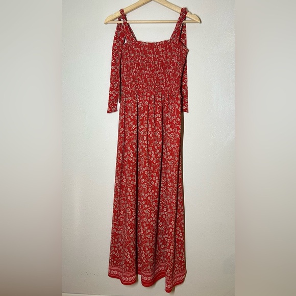 Max Studio Womens Floral Smocked Sleeveless Maxi Dress Red Nordstrom XS - Picture 2 of 8